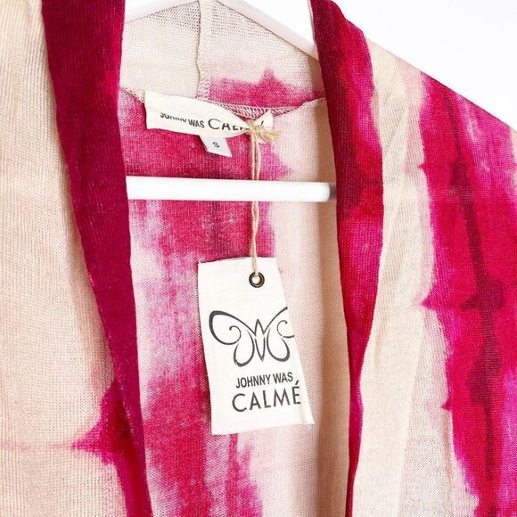 JOHNNY WAS Pink Tie Dye Silk Blend Cardigan - Picture 5 of 12